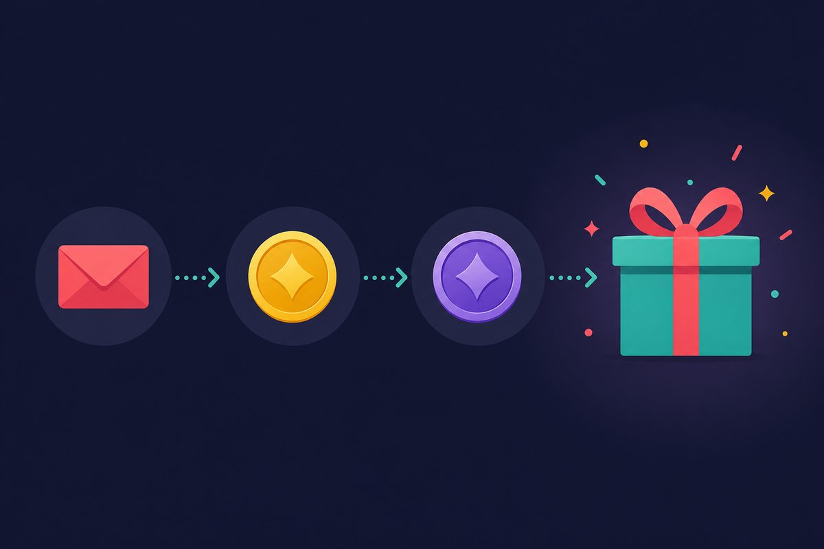Illustration: A flow of three icons: an envelope