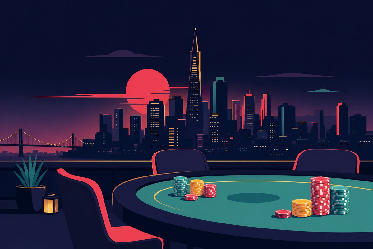 Illustration: a Toronto skyline with a card table in the foreground
