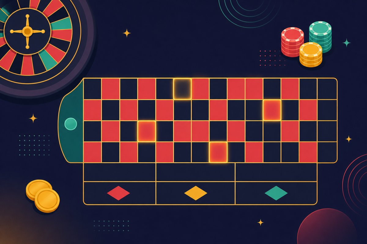Illustration: A roulette betting layout with glowing highlighted number cells